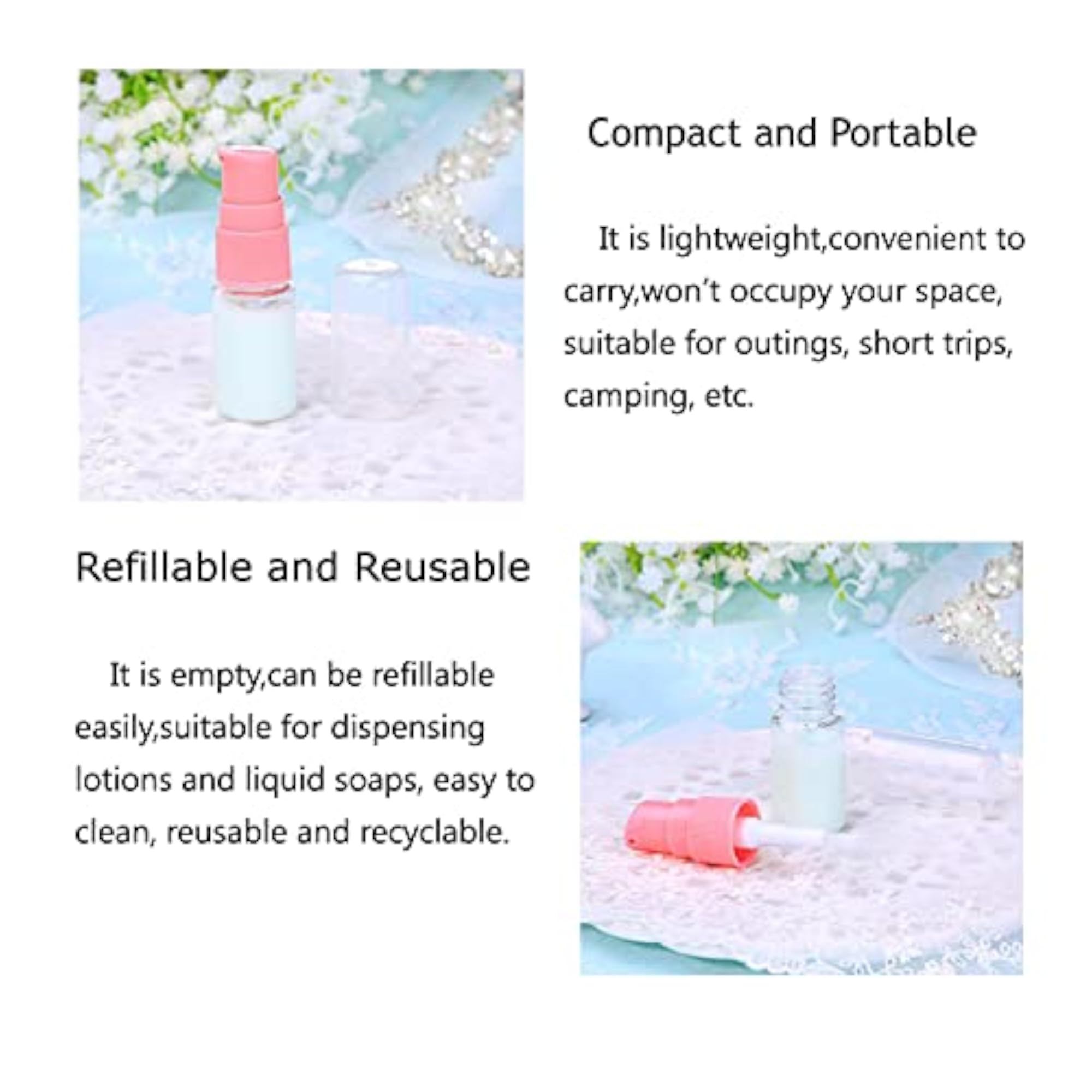 10ML Transparent BPA Free Empty Pump Press Bottles